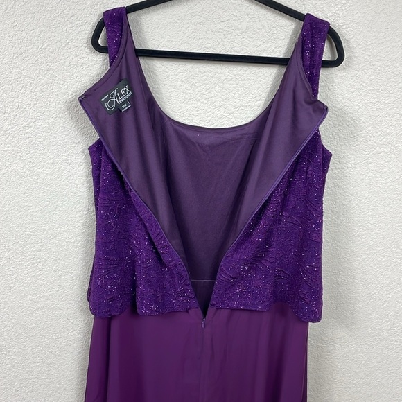 New Alex Evenings Purple Lace Overlay Gown Maxi Dress MOTB Plus Size 16W - Picture 6 of 13